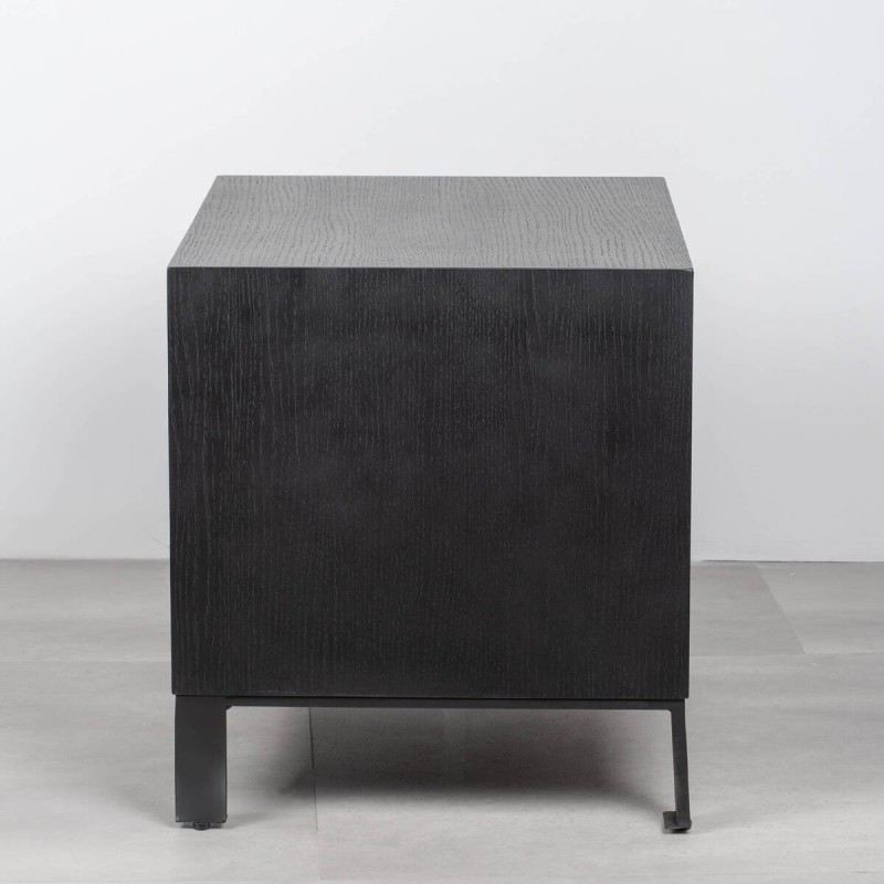 Mesita de noche negra Frame con dos cajones y patas elevadas