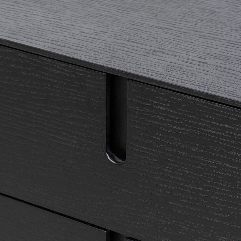 Mesita de noche negra Frame con dos cajones y patas elevadas