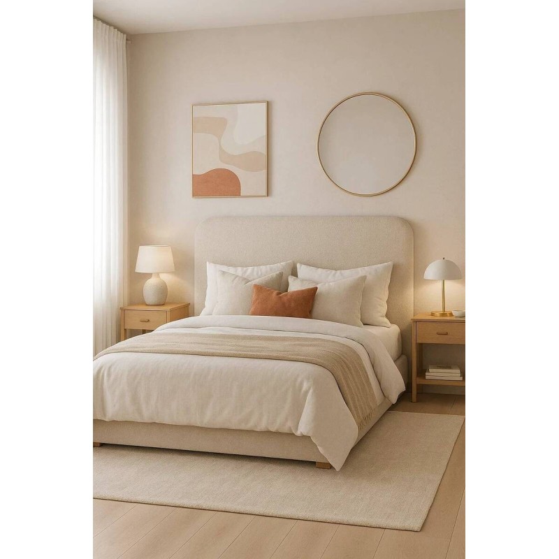 Cabecero Barkly bouclé beige para cama 180 cm
