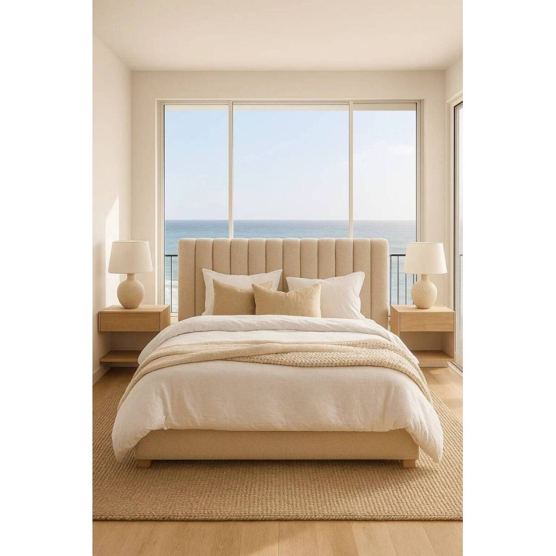 Cabecero tapizado en bouclé beige Nara 190 cm