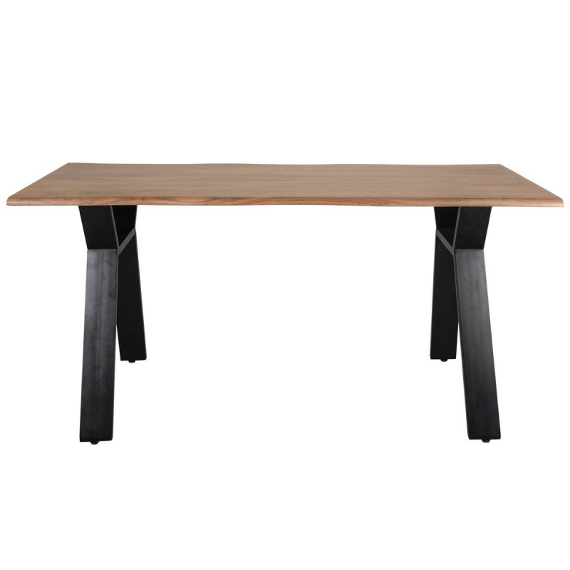Mesa de comedor de acacia y base de metal negro 160x90x76cm