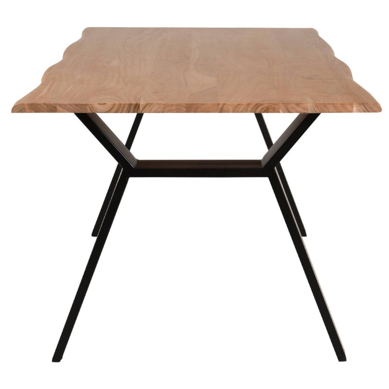 Mesa de comedor de acacia y base de metal negro 160x90x76cm