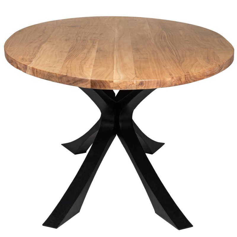 MESA DE COMEDOR DE ACACIA OVALADA CON PATAS CRUZADAS NEGRO 200x110x76cm