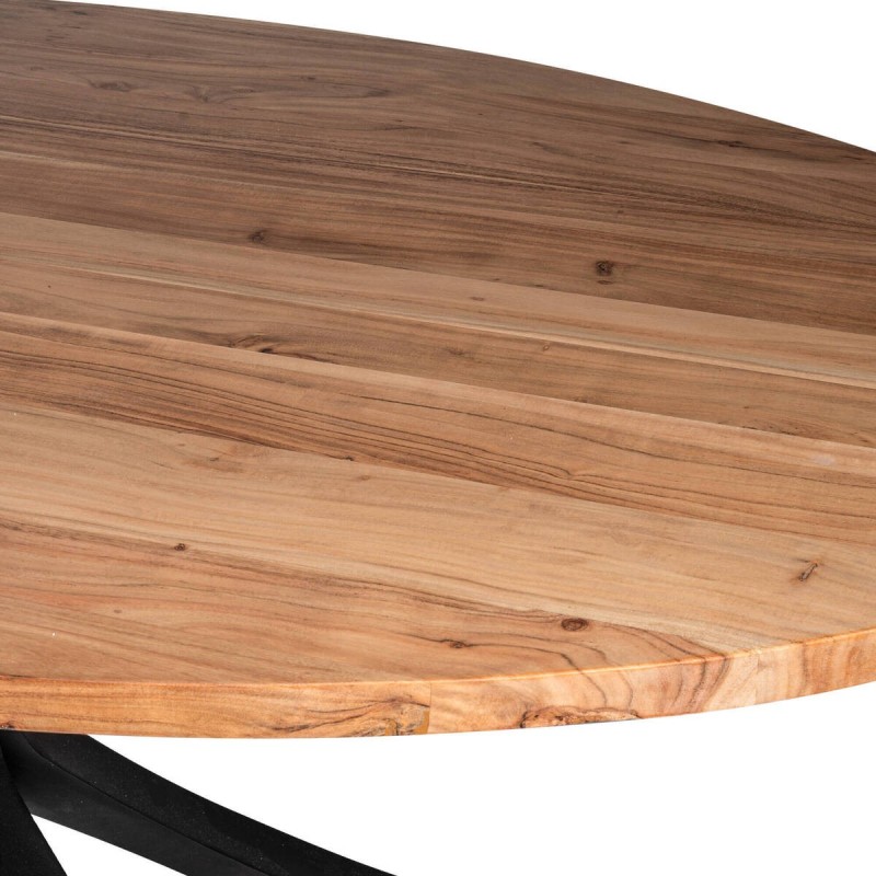 MESA DE COMEDOR DE ACACIA OVALADA CON PATAS CRUZADAS NEGRO 200x110x76cm