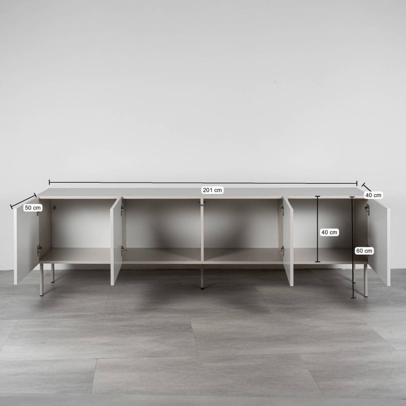 Mueble TV Vera 201 cm en marfil mate texturizado