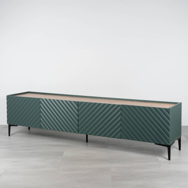 Mueble TV Nerum 200 cm verde mate con relieve geométrico