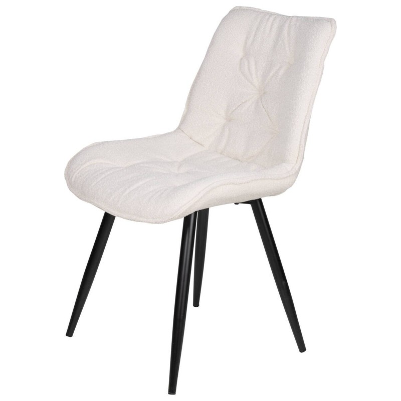 Silla de borreguillo color crema y patas de metal negro 52x60x89cm