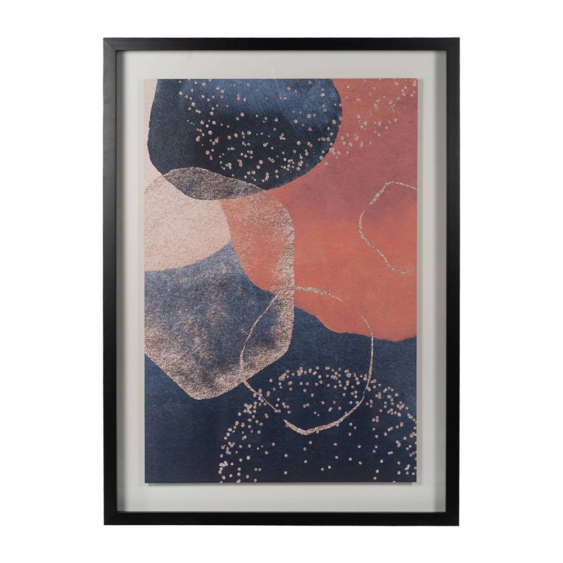 Cuadro abstracto ondas y azules con marco negro 85x111cm