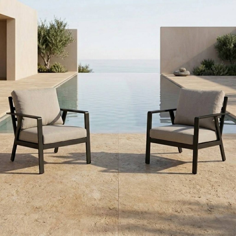 Sillón samos de aluminio gris antracita 71x83x85cm