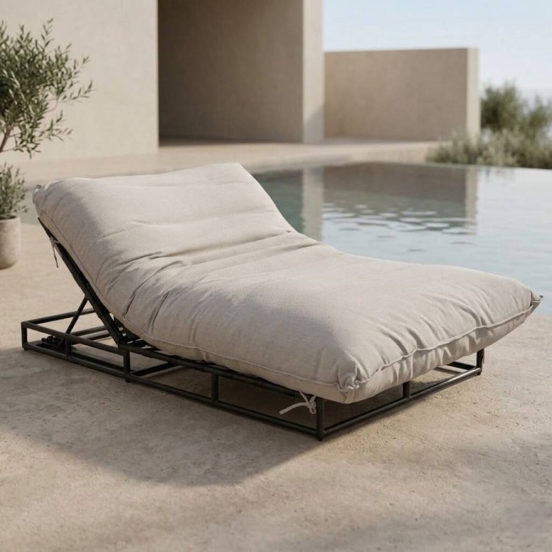 Tumbona coral de aluminio con cojín 195x127x40cm