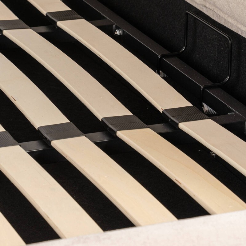 Cama con Canapé Sela Tapizada en Lino Beige para Colchón 180x200 cm