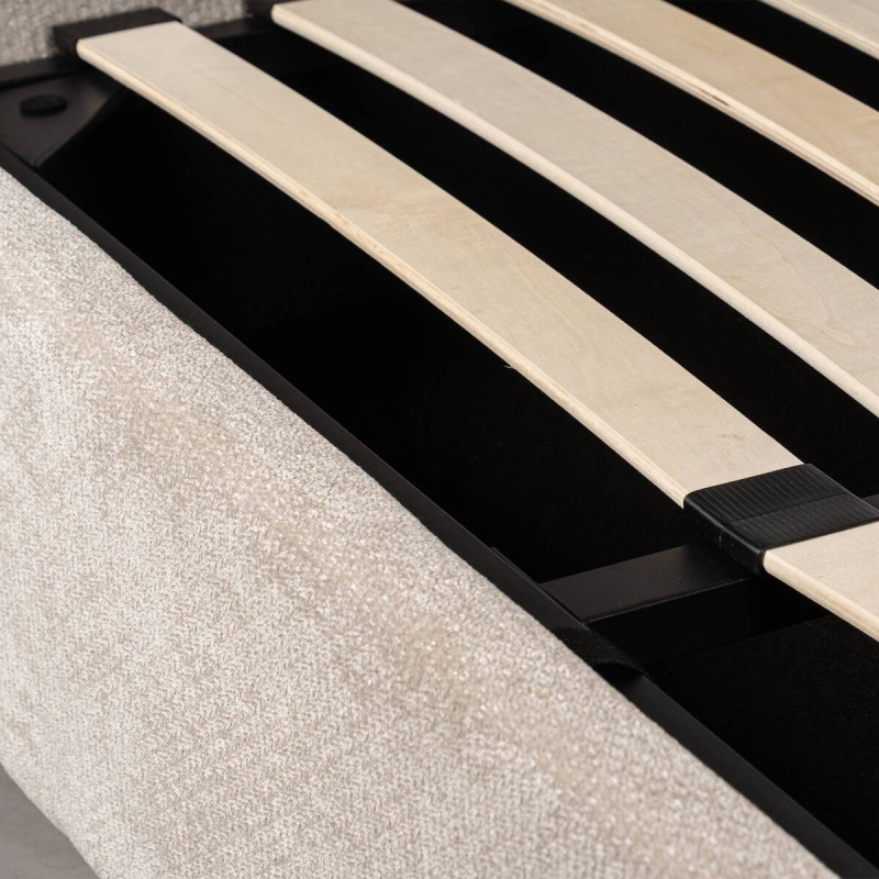 Cama con Canapé Brisa Tapizada en Chenilla Gris Claro para Colchón 150x200 cm