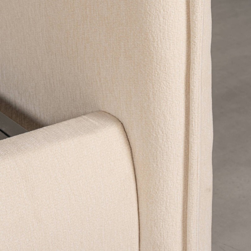 Cama con canapé Varen Tapizada en Chenilla Beige para colchón 180x200 cm