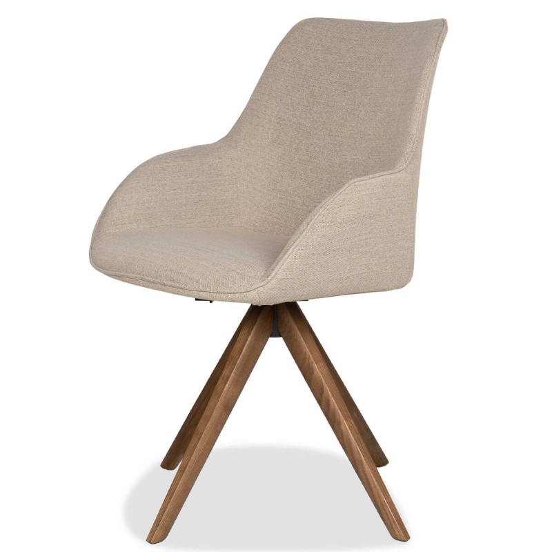 Silla giratoria swirl con patas cruzadas de fresno acabado nogal 61x56x87cm