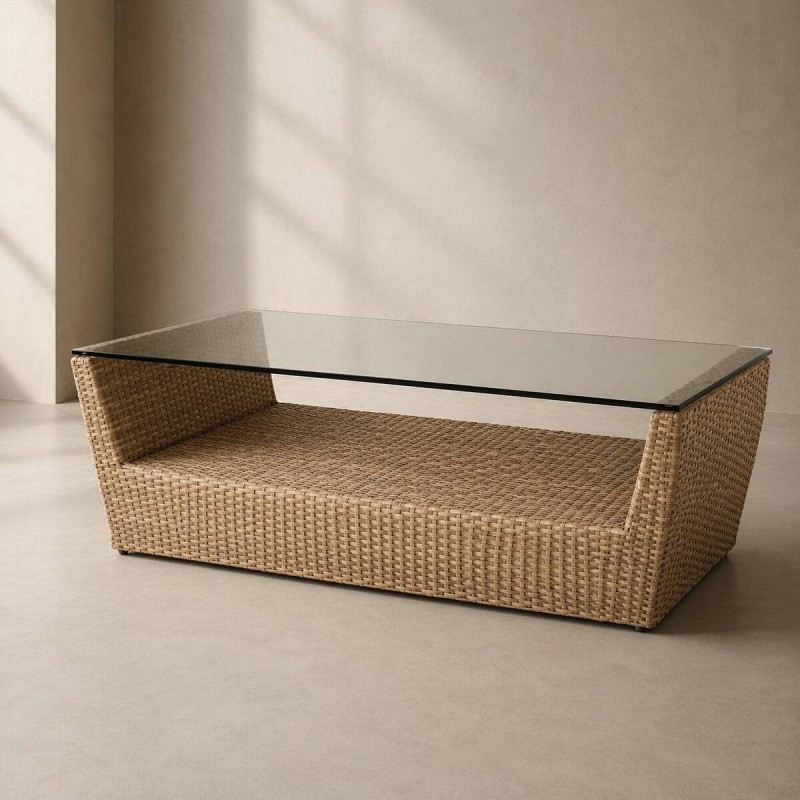 Mesa de centro fibra viro marrón oscuro 130x75x45cm