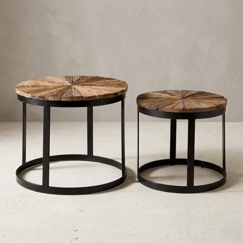 Set de dos mesas nido impala madera reciclada 55x55x45cm 45x45x40cm