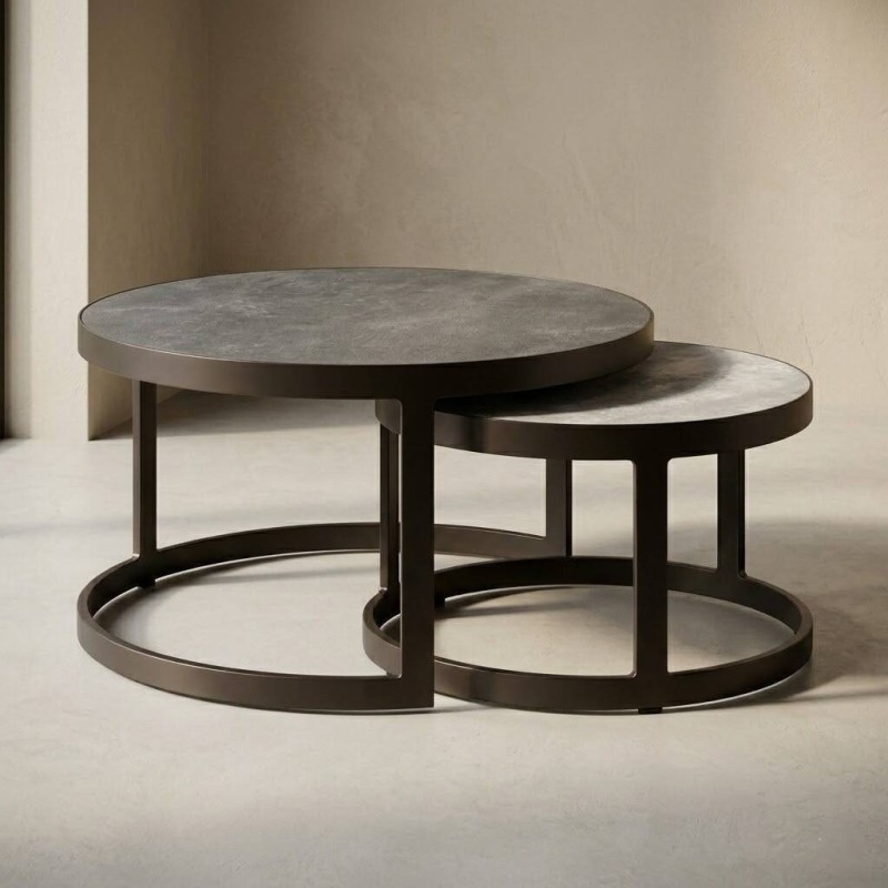 Set 2 mesas de centro exterior 60cm y 80cm