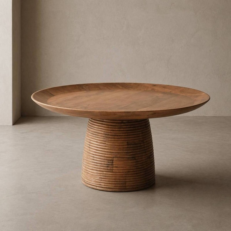 Mesa de centro de acacia maciza 84x41cm