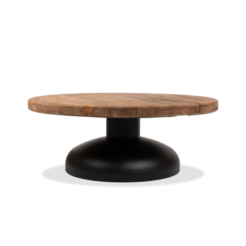 Mesa de centro aurona con tapa de pino reciclado y base negra 99x35cm