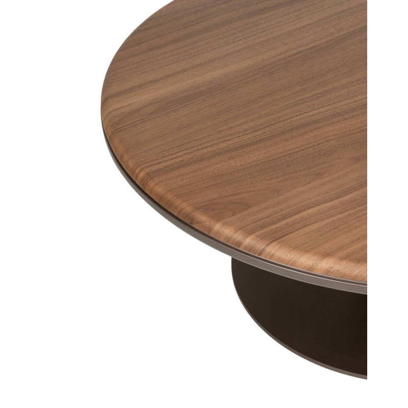 Mesa de centro elian redonda en nogal y metal marrón perla