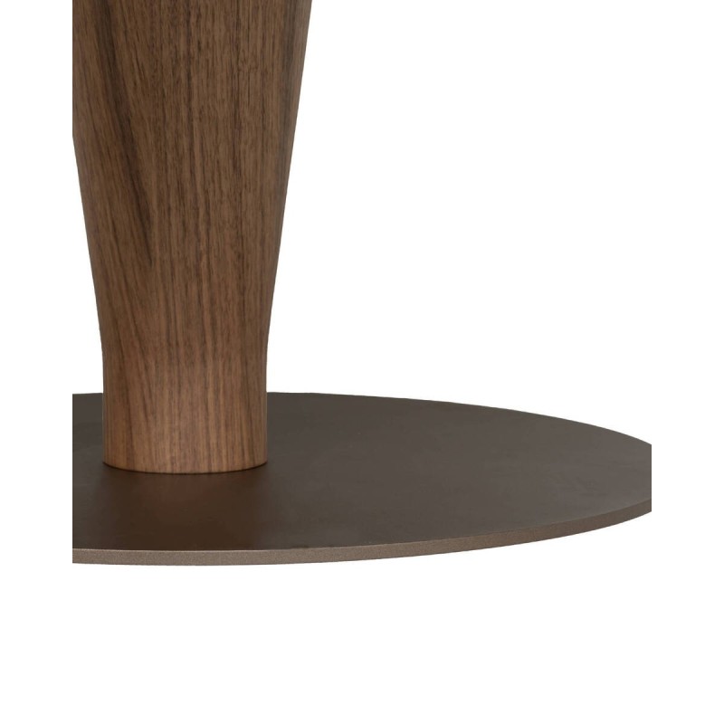 Mesa de centro elian redonda en nogal y metal marrón perla