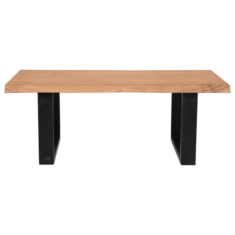 MESA DE CENTRO EN MADERA MACIZA DE ACACIA Y PATAS METÁLICAS NEGRAS (110x60x40cm)