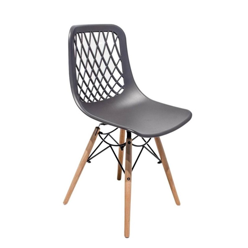 SILLA DE COMEDOR DE POLIETILENO GRIS Y MADERA DE HAYA (47x50x89cm)