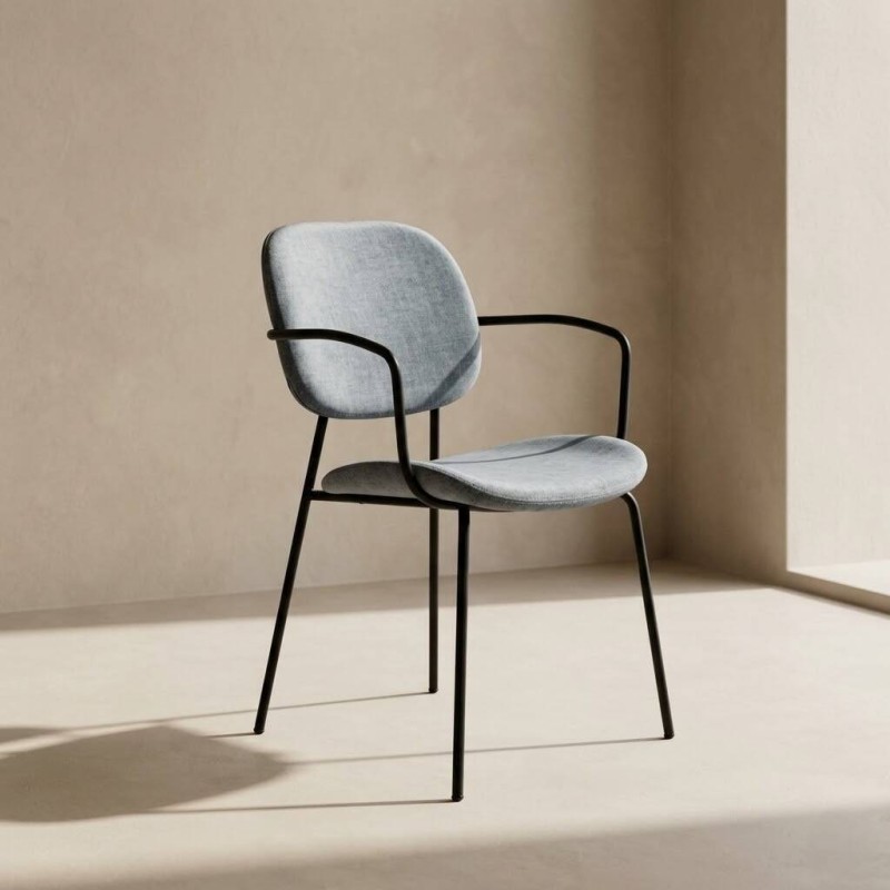 Silla comedor con respaldo poliéster gris 54x61x86cm