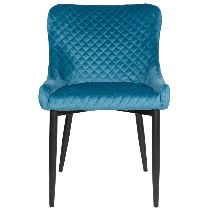 Silla comedor aura terciopelo azul kare - patas metálicas negras 52x60x82cm