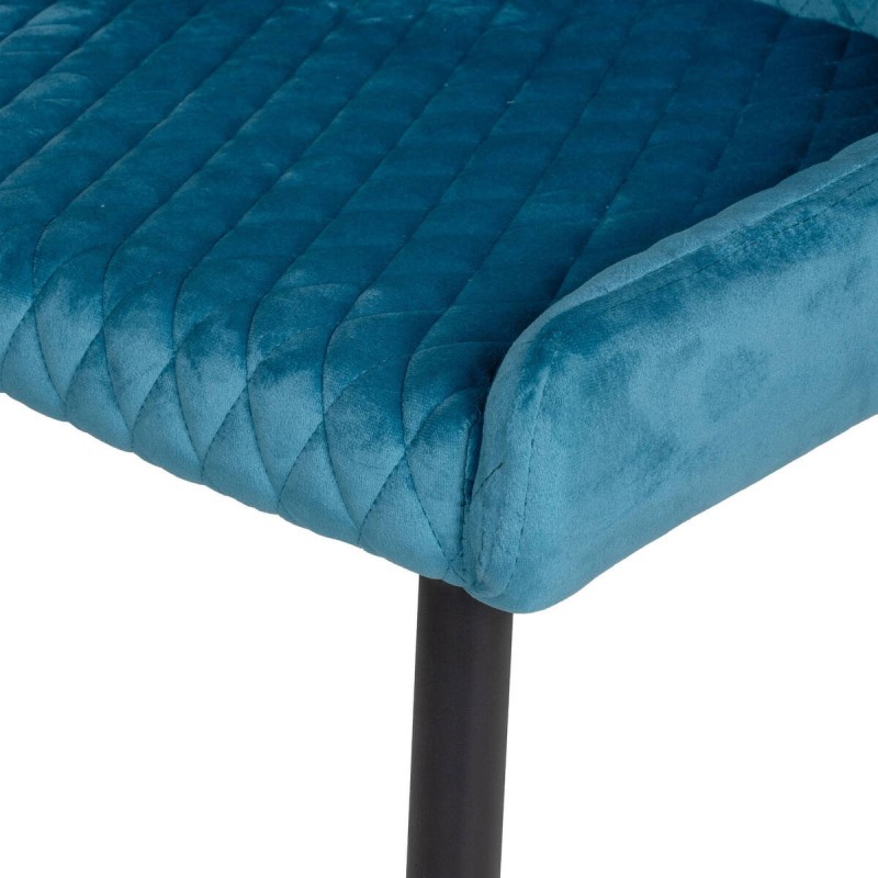 Silla comedor aura terciopelo azul kare - patas metálicas negras 52x60x82cm