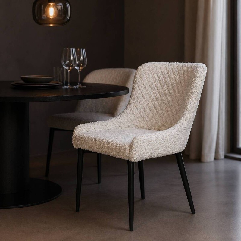 SILLA COMEDOR AURA BORREGUITO - PATAS DE METAL NEGRO 52x60x82cm