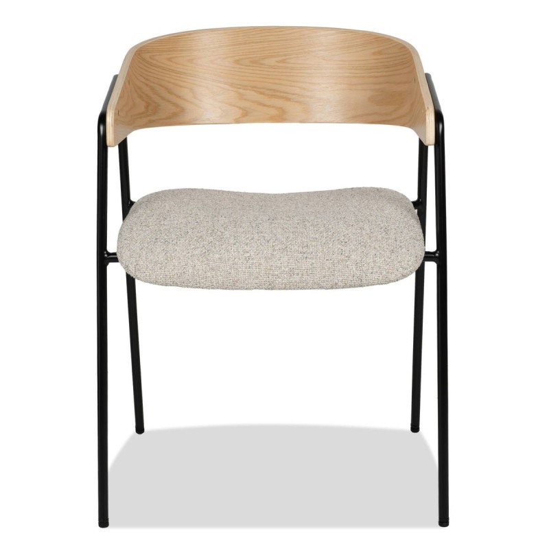 Silla de comedor Herve Oak tapizada blanca y madera clara 52x52x75cm