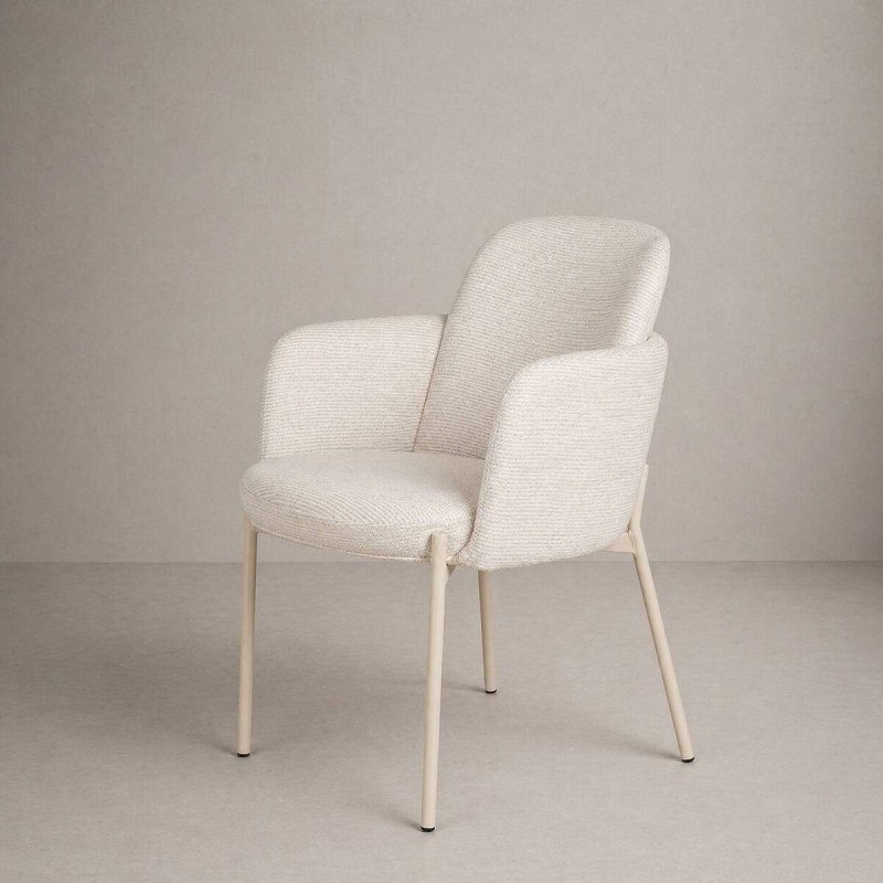 Silla de comedor tapizada Lior en blanco con patas de metal blanco 58x61x83cm