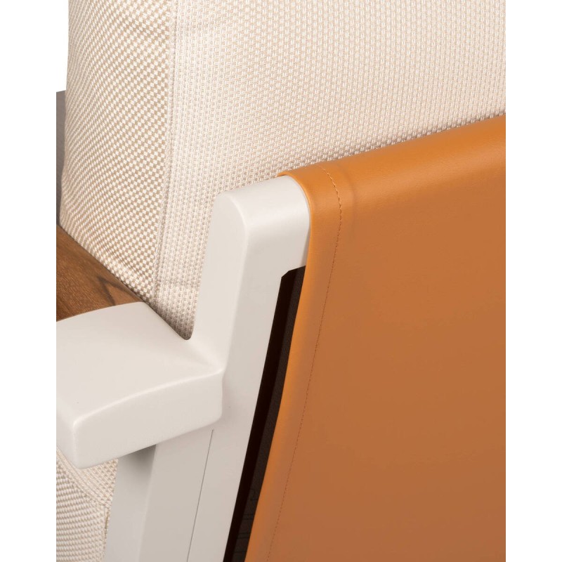 Sofá de exterior azafrán 3 plazas de aluminio y polipiel 235x86x84cm