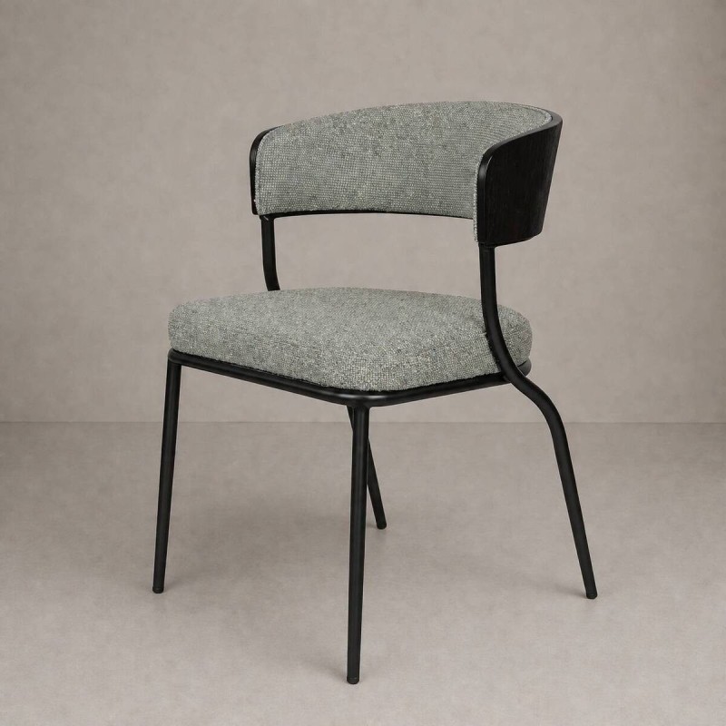 Silla de comedor Herve tapizada verde y madera negra