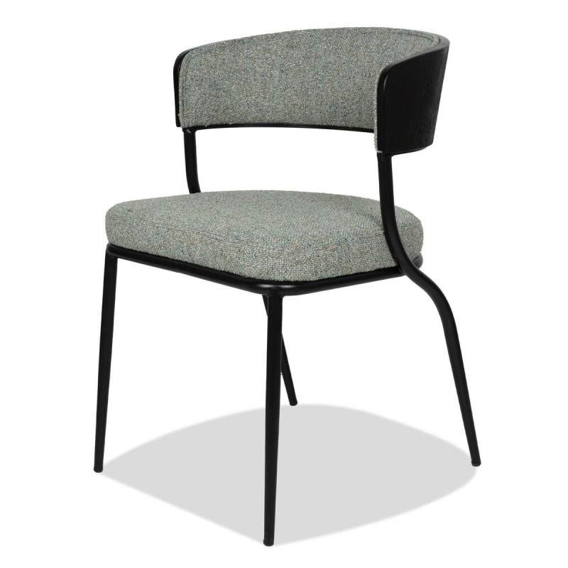Silla de comedor Herve tapizada verde y madera negra