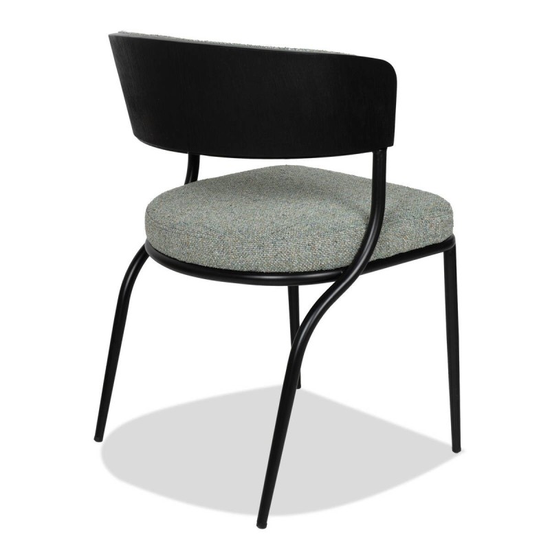 Silla de comedor Herve tapizada verde y madera negra