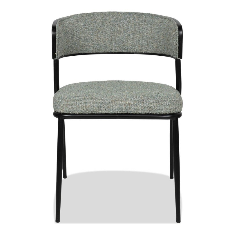 Silla de comedor Herve tapizada verde y madera negra