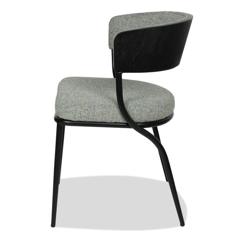 Silla de comedor Herve tapizada verde y madera negra