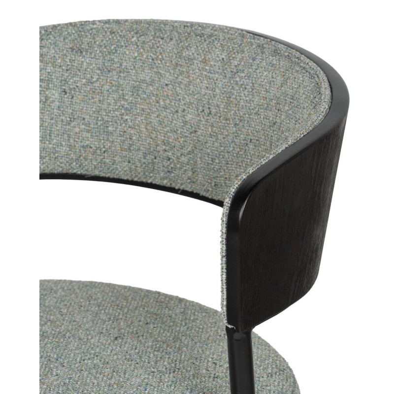 Silla de comedor Herve tapizada verde y madera negra