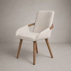 Silla de comedor Avana tapizada beige con patas de madera 54x59x82 cm