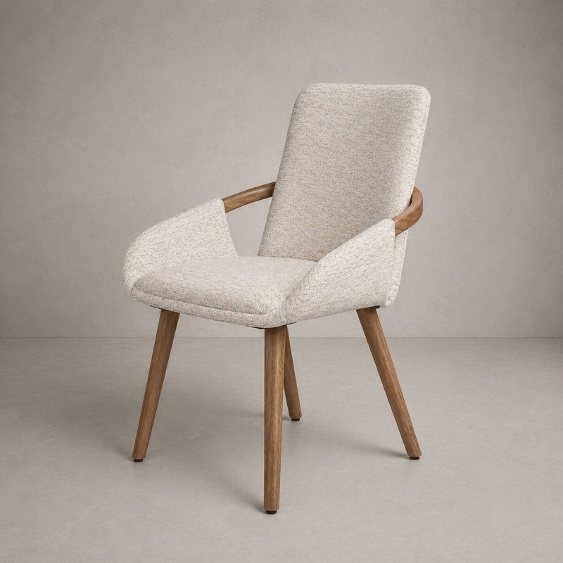 Silla de comedor Avana tapizada beige con patas de madera 54x59x82 cm