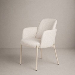Silla de comedor tapizada Lior en blanco con patas de metal blanco 58x61x83cm