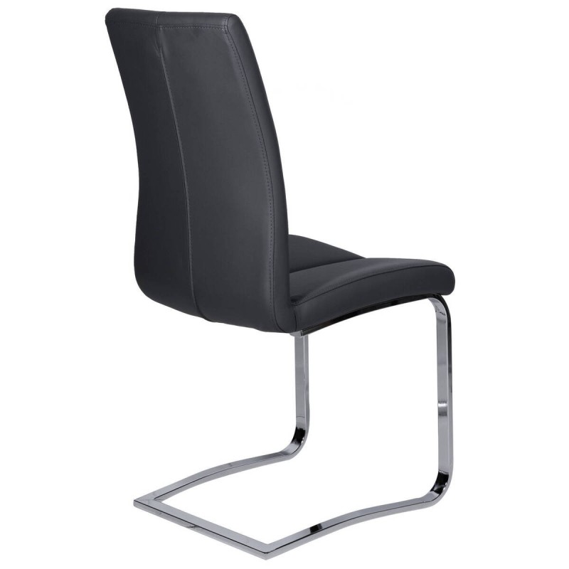 SILLA DE COMEDOR POLIPIEL GRIS OSCURO/ BASE ACERO CROMADO (45x98x43cm)