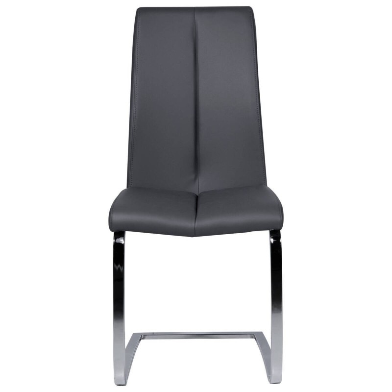 SILLA DE COMEDOR POLIPIEL GRIS OSCURO/ BASE ACERO CROMADO (45x98x43cm)