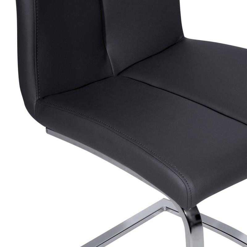 SILLA DE COMEDOR POLIPIEL GRIS OSCURO/ BASE ACERO CROMADO (45x98x43cm)