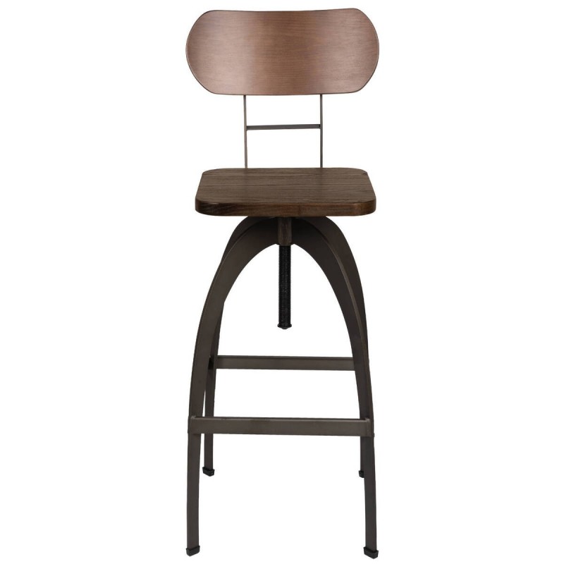 Taburete elevable metal y madera de olmo 38x38x97cm