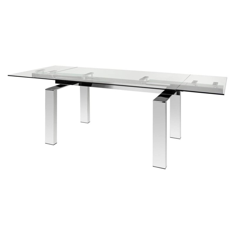 Mesa de comedor extensible cristal y acero cromado 160/240x90x76cm