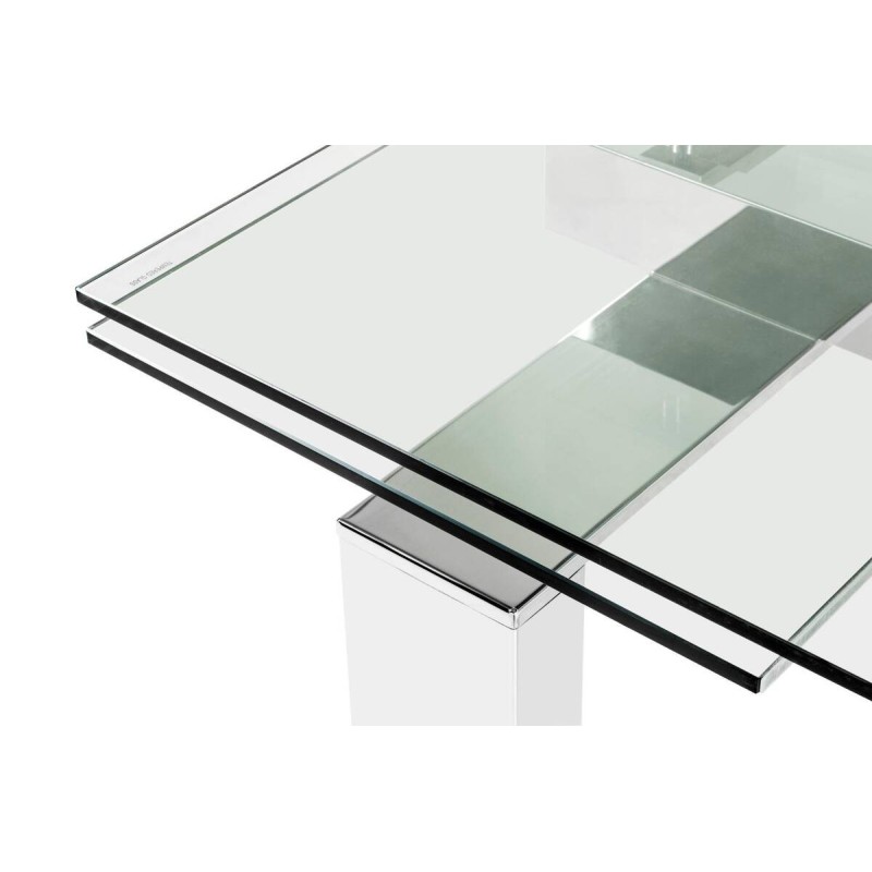 Mesa de comedor extensible cristal y acero cromado 160/240x90x76cm