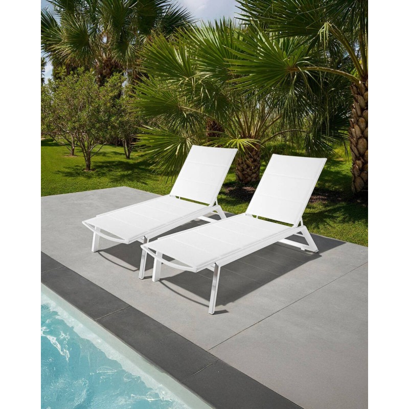 Tumbona blanco mate con ruedas 193x60x34cm